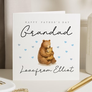 Tarjeta del Día del Padre para el Abuelo, Tarjeta del Día del Padre para el Abuelo, Tarjeta del Día del Padre Personalizada para el Nieto, Tarjeta de Oso para el Abuelo