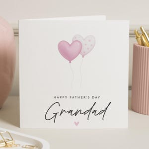 Vaderdagkaart voor opa, opa Vaderdagkaart, leuke vaderdagkaart, vaderdagkaart van kleinkinderen, hartballonkaart
