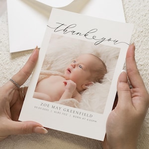 Cartes de remerciement personnalisées pour bébé, Carte de remerciement pour nouveau bébé, Cartes de remerciement avec photo de bébé, Cartes de remerciement pour baby shower, Faire-part de naissance