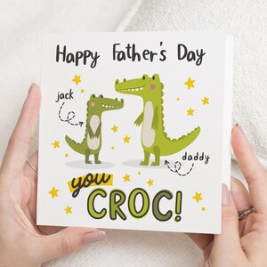 Biglietto per la festa del papà da bambino, biglietto per la festa del papà a forma di coccodrillo, biglietto per la festa del papà con il papà, biglietto carino per la festa del papà, biglietto personalizzato per papà