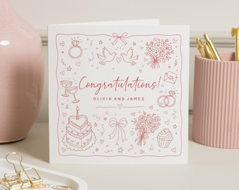 Tarjeta de boda personalizada, tarjeta de felicitación de boda, tarjeta de compromiso para la pareja, tarjeta de boda a medida, tarjeta de boda para la pareja