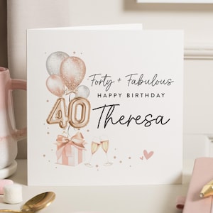 Carte de 40e anniversaire pour femme, carte de 40e femme, carte de 40e anniversaire, amie, carte de 40e anniversaire personnalisée, carte de joyeux anniversaire 40, pour elle