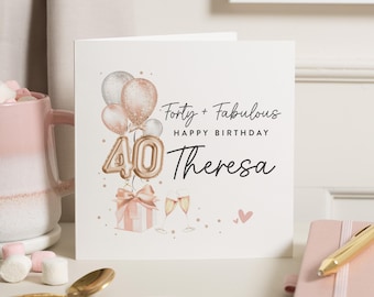 40th Birthday Card For Women, 40th Wife Card, 40th Birthday Card Friend, Personalised 40th Birthday Card, Happy Birthday 40 Card, For Her