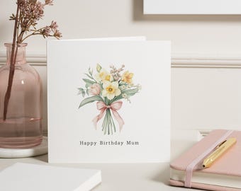 Carte d'anniversaire pour maman, carte de joyeux anniversaire maman, carte d'anniversaire florale, carte d'anniversaire pour elle, carte d'anniversaire personnalisée, carte de fleurs