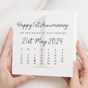 Biglietto d'auguri per il primo anniversario, biglietto d'auguri personalizzato, biglietto d'auguri per il primo anniversario, biglietto d'auguri per l'anniversario di matrimonio, biglietto d'auguri personalizzato