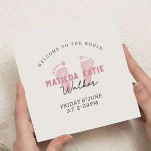 New Baby Card, Personalised Baby Card, Welcome To The World Card, Baby Girl Card, Custom Baby Name Card, Birth Announcement Card