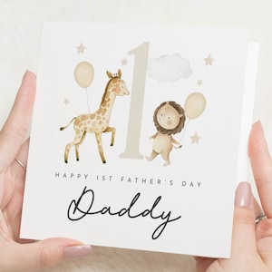 First Fathers Day Card, 1st Fathers Day Card, Fathers Day Card from Baby, Daddy Fathers Day Card, Cute Animal Fathers Day Card