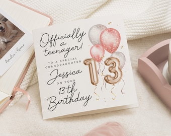 Carte de 13e anniversaire petite-fille, carte d'anniversaire pour fille, pour fille, carte de 13e anniversaire nièce, cadeau spécial petite-fille 13e anniversaire