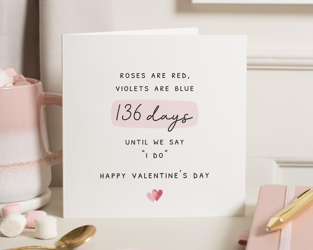 Romantic Countdowns Valentines Day Card, Wedding Countdown Card, Card for Fiancée, Romantic ...