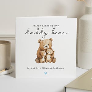 Fathers Day Card for Daddy, Daddy Bear Fathers Day Card, Personalised Fathers Day Card from Kids, Cute Bear Card for Dad