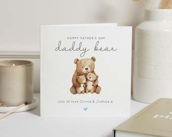 Carte de fête des pères pour papa, carte de fête des pères papa ours, carte de fête des pères personnalisée par enfant, carte ours mignon pour papa