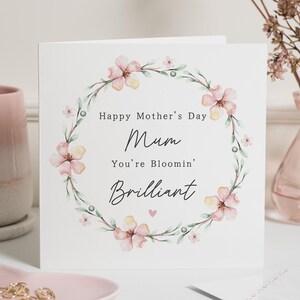 Bloemen Moederdagkaart, Happy Mothers Day Card, kaart voor Moederdag, moeder Moederdagkaarten, Bloomin' Brilliant Mum-kaart, met bloemen