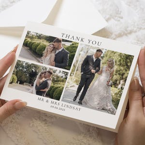 Semplici biglietti di ringraziamento piegati per matrimonio con foto, biglietti di ringraziamento per matrimonio, biglietti di ringraziamento piegati, cartoline di ringraziamento orizzontali