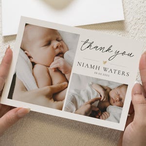 Cartes de remerciement avec photo de bébé, cartes de remerciement pour bébé fille, cartes de remerciement personnalisées pour bébé fille, carte de remerciement pour bébé garçon