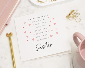Personalised Sister Birthday Card, Poem Birthday Card For Sister, Sister Birthday Card, Birthday Gift Sister, For Special Sister, Poem Card
