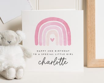 2nd Birthday Card Girl, 2nd Birthday Personalised Card, Niece Birthday Card, 2nd Birthday Card Daughter, 2nd Birthday Granddaughter