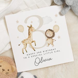 Personalised 3rd Birthday Card For Girl, Third Birthday Gift For Little Girl, Daughter 3rd Birthday Card, 3rd Birthday Gift, Niece