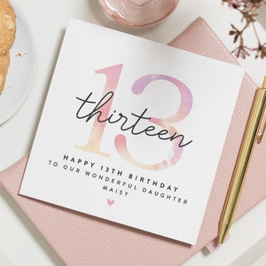 13e verjaardagskaart dochter, verjaardagskaart voor meisje, 13e verjaardag dochter, dochter tienerkaart, speciale dochter 13e verjaardagscadeau