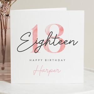 18. Geburtstagskarte Mädchen, 18. Geburtstagsgeschenke für Mädchen, 18. Geburtstagskarte Tochter, personalisierte 18. Geburtstagskarte, alles Gute zum 18. Geburtstag