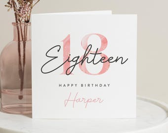 18th Birthday Card Girl, 18th Birthday Gifts For Girls, 18th Birthday Card Daughter, Personalised 18th Birthday Card, Happy 18th Birthday