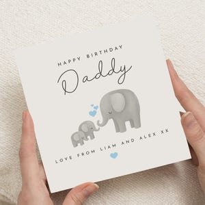 Geburtstagskarte für Papa, Elefant Geburtstagskarte, Geburtstagskarte von Kindern, Niedliche Geburtstagskarte für Papa, personalisierte Geburtstagskarte