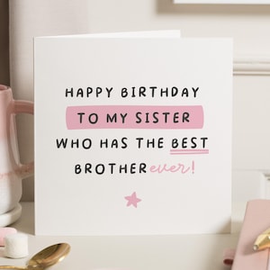 Sister Birthday Card, Funny Sister Birthday Card, Birthday Card For Sister Funny, Birthday Gift Sister, Birthday Card Sister, From Brother