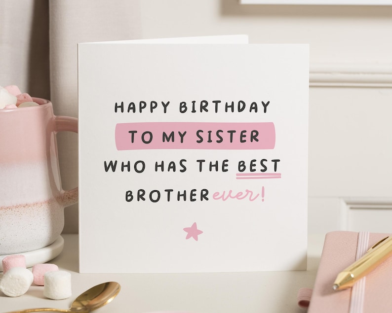 Carte d'anniversaire soeur, carte d'anniversaire soeur drôle, carte d'anniversaire pour soeur drôle, cadeau d'anniversaire soeur, carte d'anniversaire soeur, de frère image 1