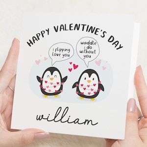 Valentinstag Karte, für Ehemann, Ehemann Valentinstag Karte, Valentinstag Geschenk für ihn, Pinguin Valentinstag Karte, Freund Valentinstag Karte