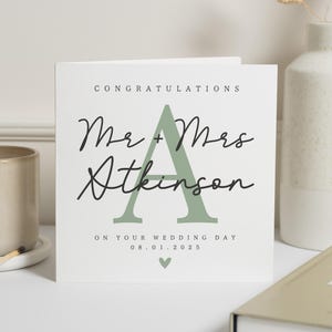 Carte de mariage pour couple, carte de mariage personnalisée, carte de M. et Mme, carte le jour de votre mariage, carte de mariage avec nom personnalisé