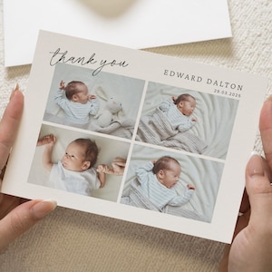 Cartes de remerciement personnalisées Nouveau bébé, Cartes de remerciement pliées, Cartes de remerciement avec photo de bébé, Cartes de remerciement de carte postale, Notes de remerciement