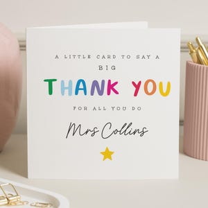 Tarjeta de agradecimiento para el maestro, tarjeta de agradecimiento personalizada, tarjeta de agradecimiento arcoíris, tarjeta de agradecimiento para ella, tarjeta de fin de trimestre para el maestro