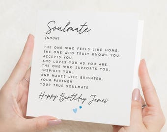 Soulmate Birthday Card, Boyfriend Birthday Card, Birthday Card For Husband, Birthday Card For Him, Her, Girlfriend Birthday Card, Wife Card