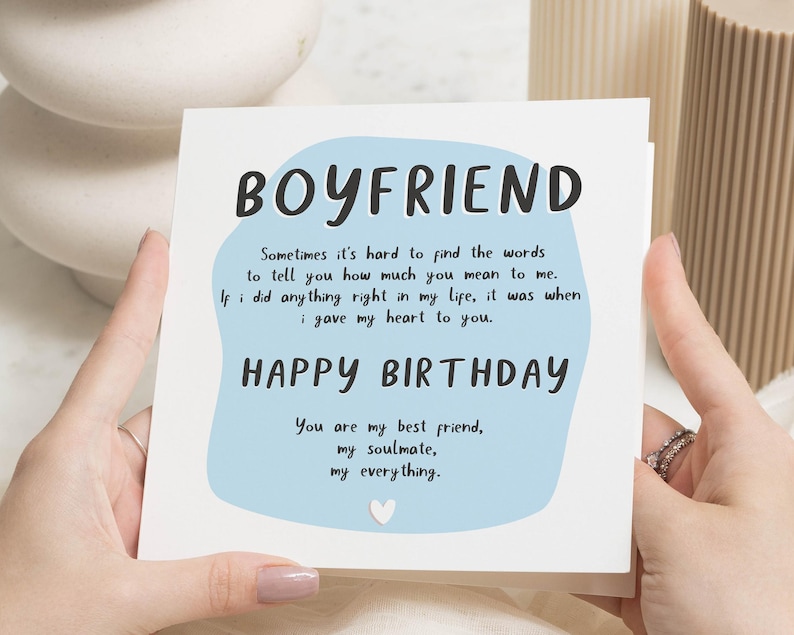 Carte de joyeux anniversaire petit ami, carte d'anniversaire pour petit ami, cadeau d'anniversaire petit ami, carte à mon petit ami, pour lui, carte poème pour petit ami image 1