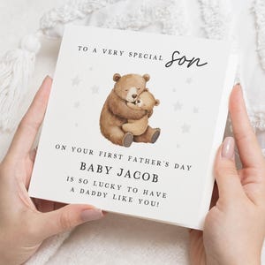 Eerste vaderdagkaart voor zoon, gepersonaliseerde vaderdagkaart, Daddy Bear-kaart, kaart nieuwe vader, vaderdagkaart van baby