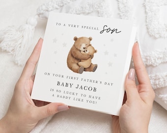First Fathers Day Card for Son, Personalised Fathers Day Card, Daddy Bear Card, New Dad Card, Fathers Day Card from Baby