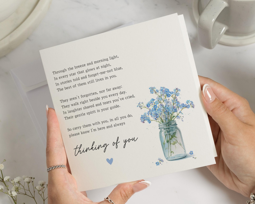 Thinking of You Card, Sympathy Card, Floral Sympathy Card, Poem Card ...