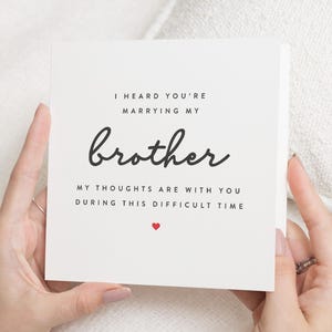 Verlobungskarte Bruder, Verlobungsgeschenk, du heiratest meinen Bruder, Bruder-Verlobungskarte, lustige Verlobungskarte