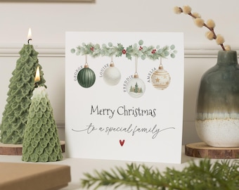 Christmas Card for Family, Personalised Family Christmas Card, Merry Christmas Card, Special Family Christmas Card, Custom Bauble Card