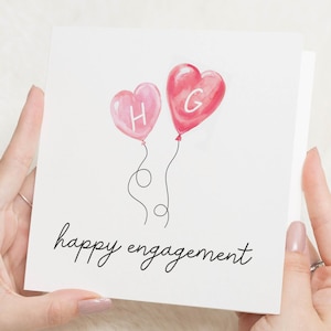 Verlovingskaart, gepersonaliseerde verlovingskaart, verlovingskaart voor stel, aangepaste initialen verlovingskaart, leuke verlovingskaart