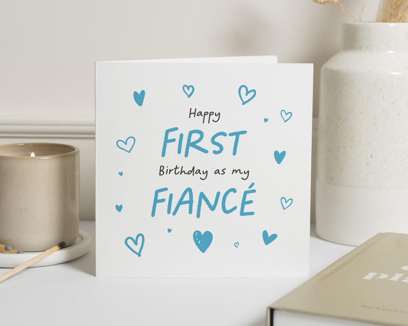 Carte d'anniversaire fiancé, 1er anniversaire de fiancé, carte d'anniversaire fiancé pour lui, carte petit ami, cadeau d'anniversaire fiancé, carte d'anniversaire pour lui image 1