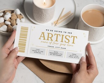 Personalised Concert Ticket Gift, Custom Concert Reveal, Scratch To Reveal, Gift Voucher For Her, Birthday Gift For Friend