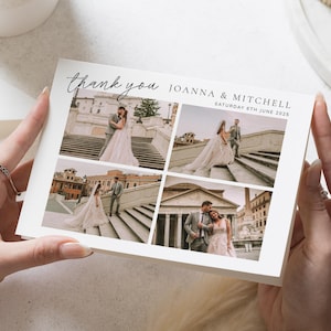 Gefaltetes Hochzeitsfoto Dankeskarten, Gefaltetes Hochzeitsfoto Danksagungskarten, Dankeskarten mit Lanschaft