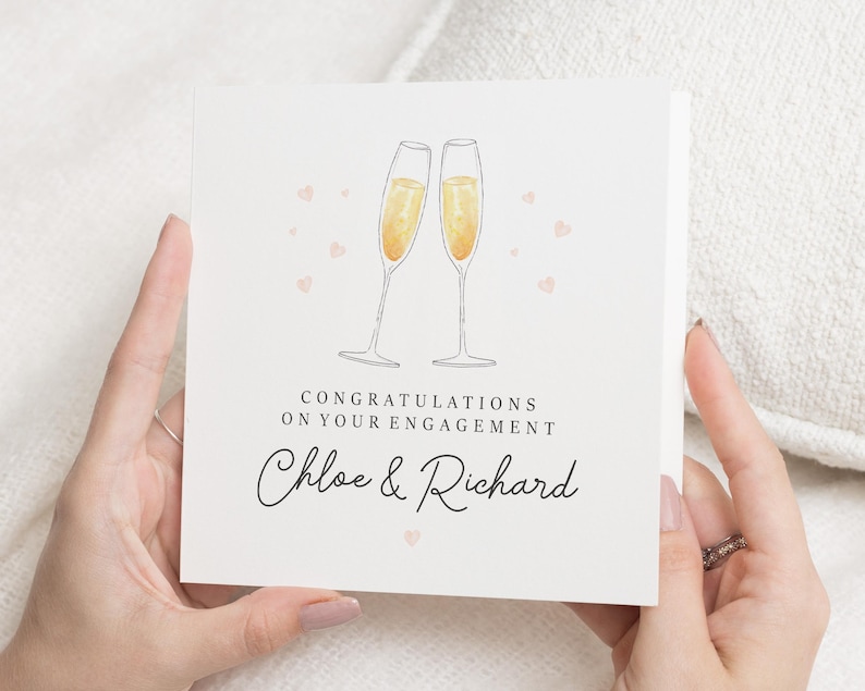 Carte de fiançailles personnalisée, carte de fiançailles de félicitations, cadeau de fiançailles, cadeau de fiançailles pour un ami, cadeau de fiançailles pour couple personnalisé image 1