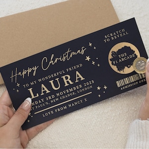 Christmas Scratch To Reveal, Konzertkarte Geschenk Rubbel, Rubbelkarte Überraschung, Weihnachtsgutschein, Überraschungsgeschenk, Konzertkarte