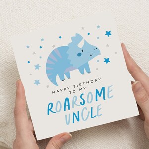 Geburtstagskarte für Onkel, Dinosaurier Geburtstagskarte, Roarsome Onkel Karte, Geburtstagskarte für Ihn, süße Geburtstagskarte, personalisierte Onkel Karte