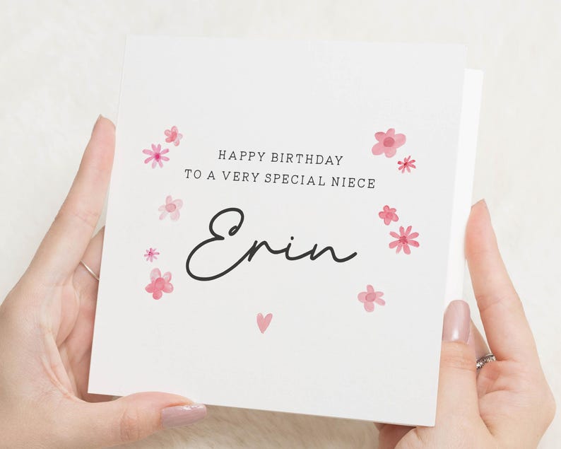 Carte d'anniversaire personnalisée pour nièce, carte d'anniversaire pour nièce, carte d'anniversaire pour nièce, anniversaire floral nièce, cadeau d'anniversaire spécial nièce pour elle image 1