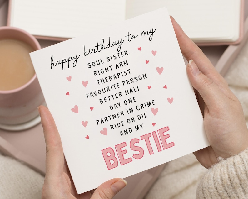 Carte d'anniversaire poème meilleur ami, carte d'anniversaire personnalisée meilleur ami, carte d'anniversaire Bestie, cadeau d'anniversaire pour meilleur ami image 1