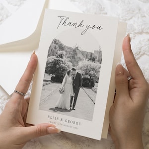 Schwarz-Weiß-Foto-Dankeschön-Karten Hochzeit, personalisierte Dankeschön-Karten, Benutzerdefinierte Hochzeitsfoto-Dankeschön-Karten, einfache Foto-Dankeschön-Karten