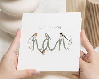 Birthday Card for Nan, Nan Birthday Card, Birthday Card for Grandma, Granny Birthday Card, Nanny Birthday Card, Bird Birthday Card