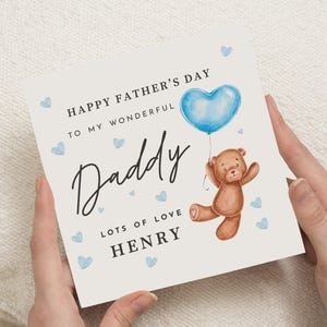 Fathers Day Card from Child, Daddy Fathers Day Card, Personalised Fathers Day Card, Cute Bear Card for Dad, Fathers Day Card from Son